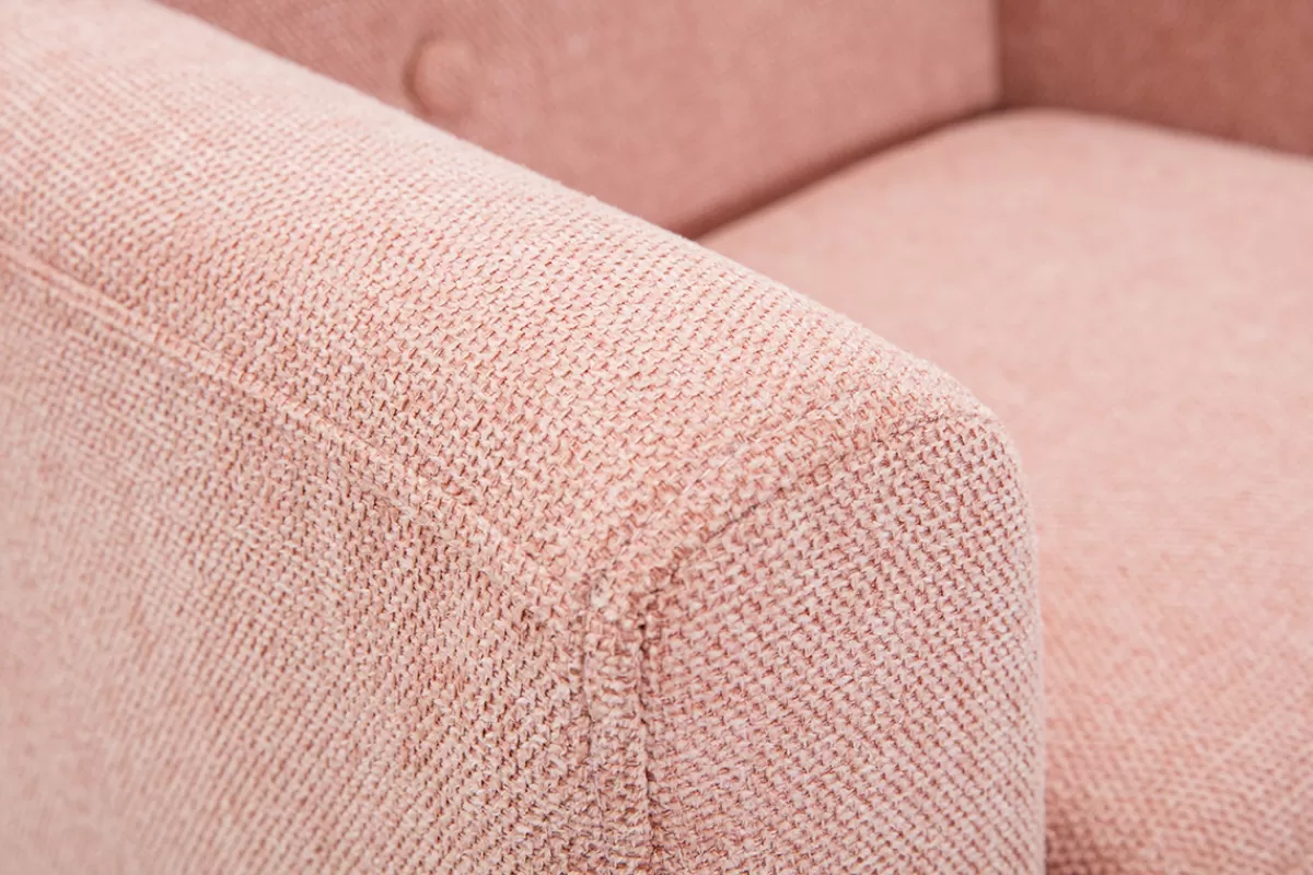 Miliboo Sillón Niño-Sillón para niños nórdico de tela efecto aterciopelado texturizado rosa y madera clara NORKID