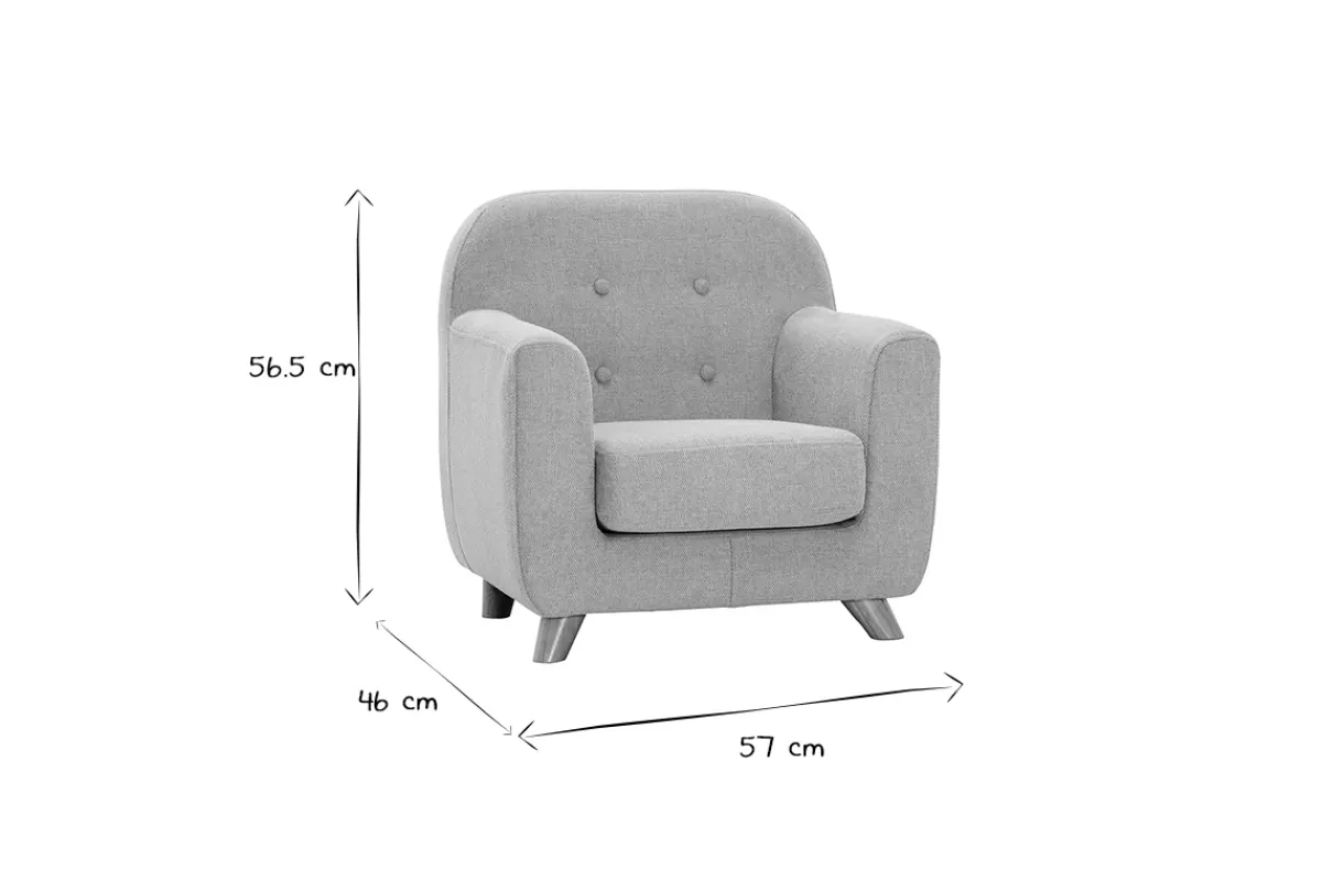 Miliboo Sillón Niño-Sillón para niños nórdico de tela efecto aterciopelado texturizado rosa y madera clara NORKID