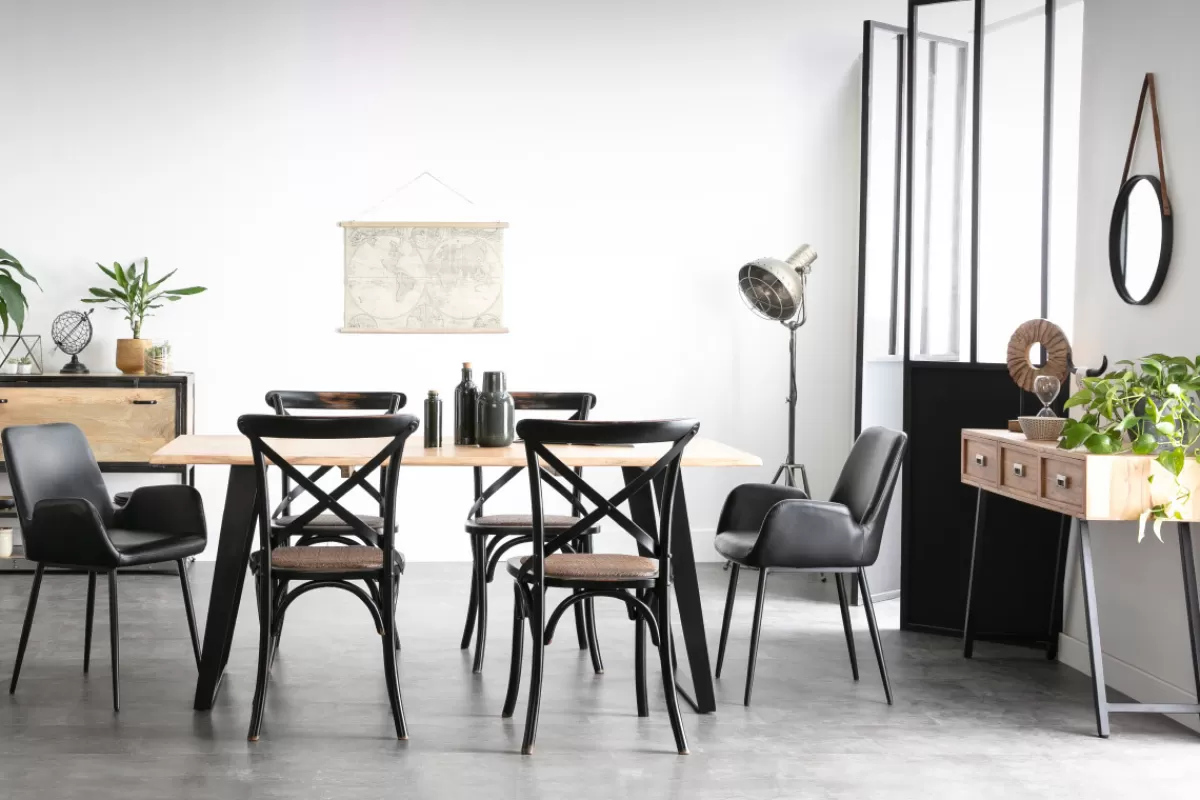 Miliboo Sillas Modernas | Sillón-Sillones vintage negros con patas metal negro (lote de 2) TIKA