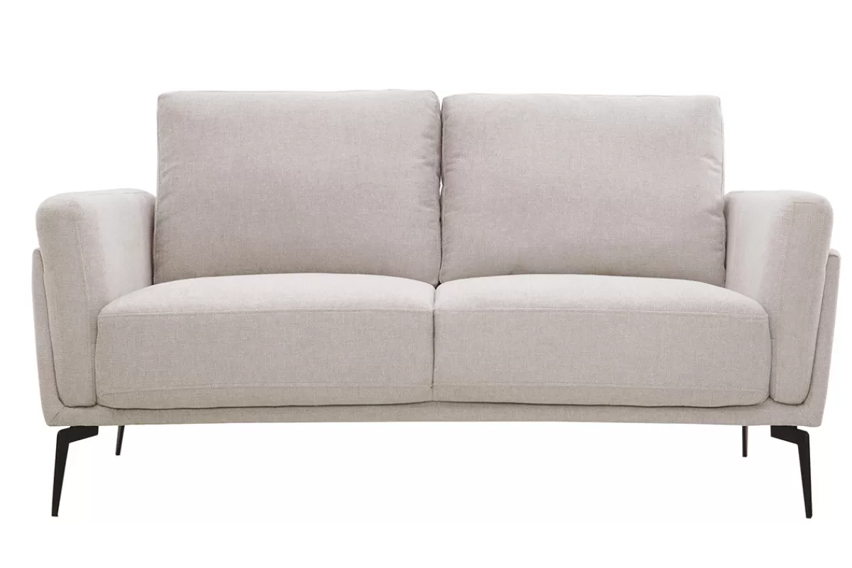 Miliboo Sofá De Diseño-Sofá moderno 2 plazas de tejido efecto aterciopelado texturizado beige MOSCO