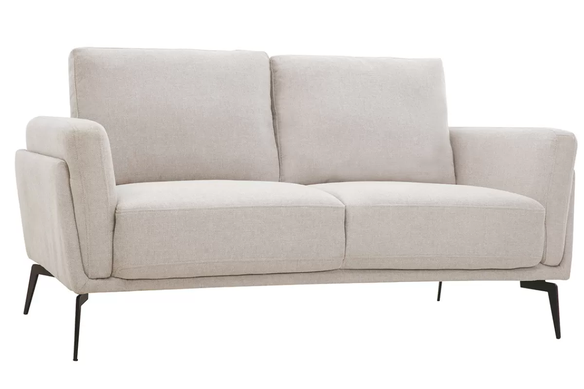 Miliboo Sofá De Diseño-Sofá moderno 2 plazas de tejido efecto aterciopelado texturizado beige MOSCO