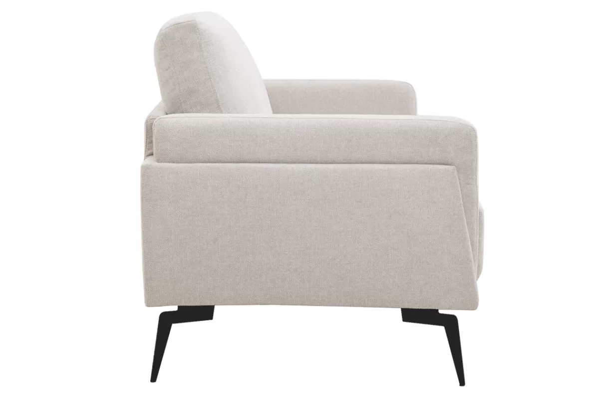 Miliboo Sofá De Diseño-Sofá moderno 2 plazas de tejido efecto aterciopelado texturizado beige MOSCO