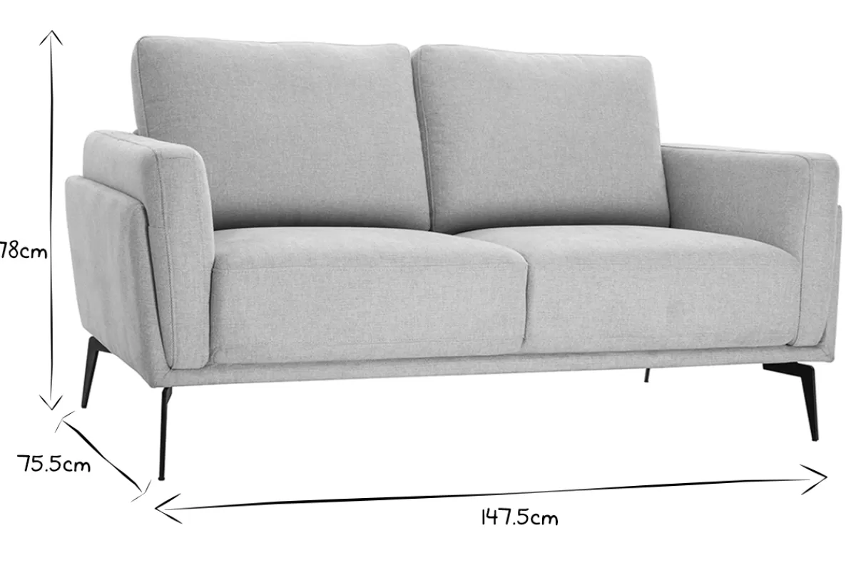 Miliboo Sofá De Diseño-Sofá moderno 2 plazas de tejido efecto aterciopelado texturizado beige MOSCO
