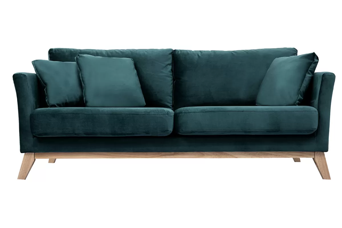 Miliboo Sofá De Diseño-Sofá nórdico 3 plazas desenfundable terciopelo azul terciopelo OSLO