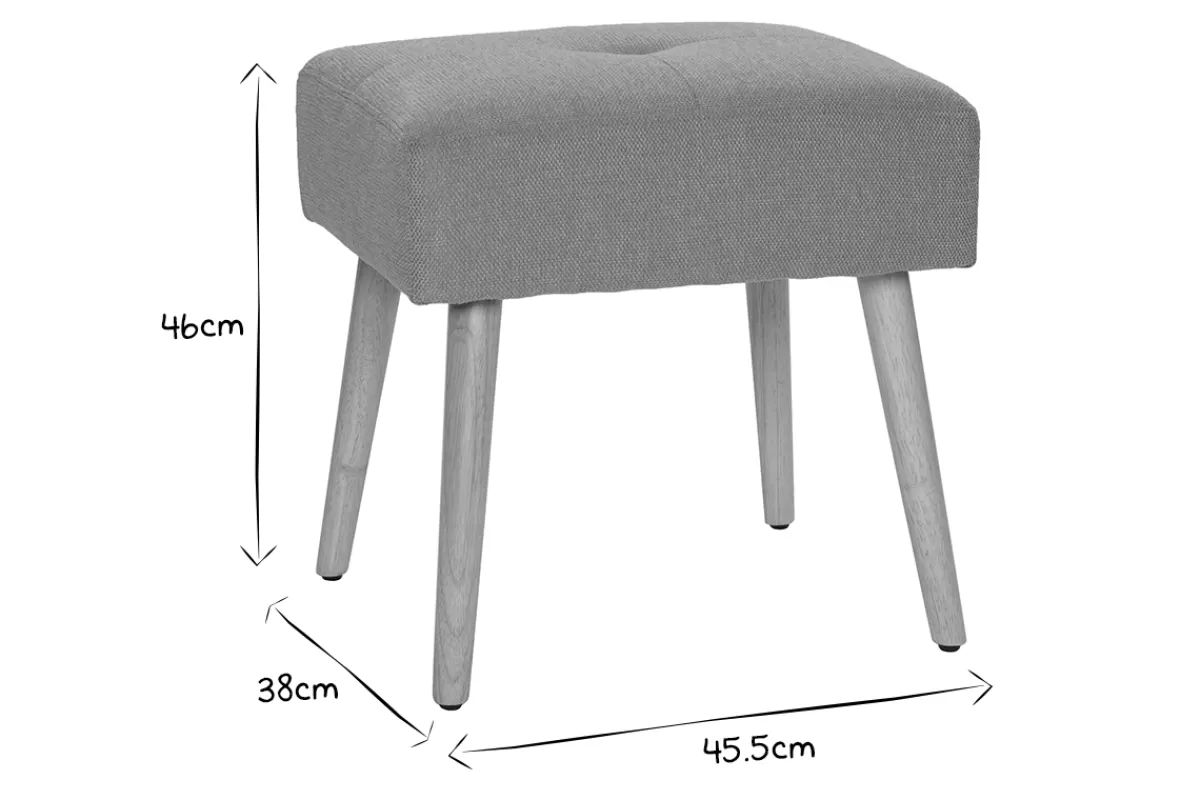 Miliboo Sillas Modernas-Taburete bajo de tela efecto aterciopelado texturizado amarillo mostaza y madera clara maciza 46 cm GUESTA