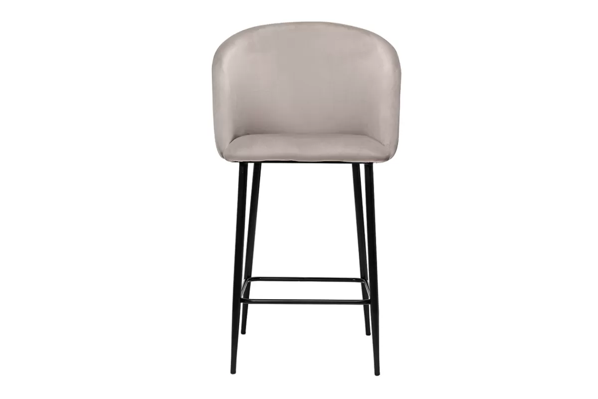 Miliboo Taburetes De Bar-Taburete de cocina de diseño de terciopelo topo VANITY