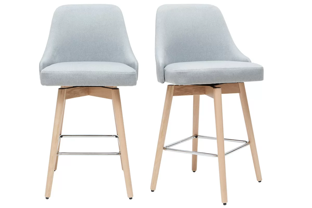 Miliboo Taburetes De Bar-Taburetes de bar nórdicos giratorios gris claro A65 cm (lote de 2) HASTA