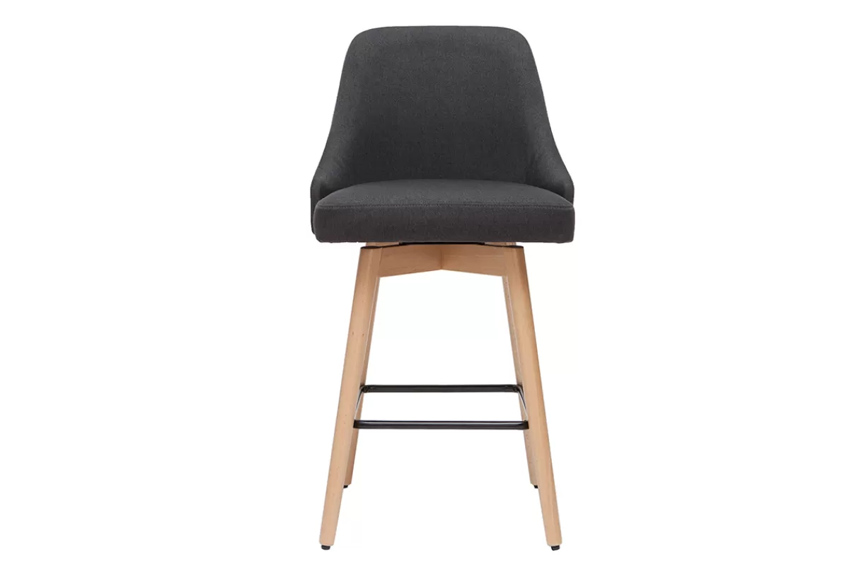 Miliboo Taburetes De Bar-Taburetes de bar nórdicos giratorios gris oscuro A65 cm (lote de 2) HASTA