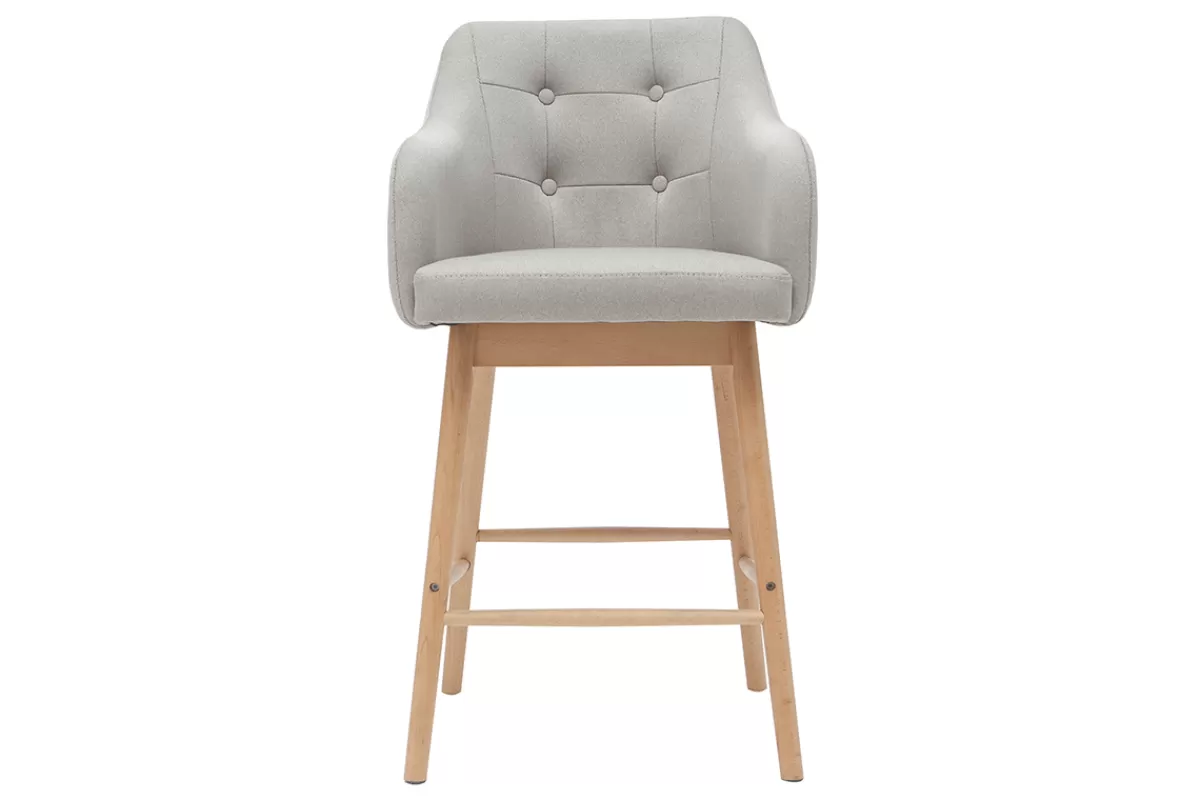 Miliboo Taburetes De Bar-Taburetes de bar nórdicos gris claro y madera A65 cm (lote de 2) BALTIK