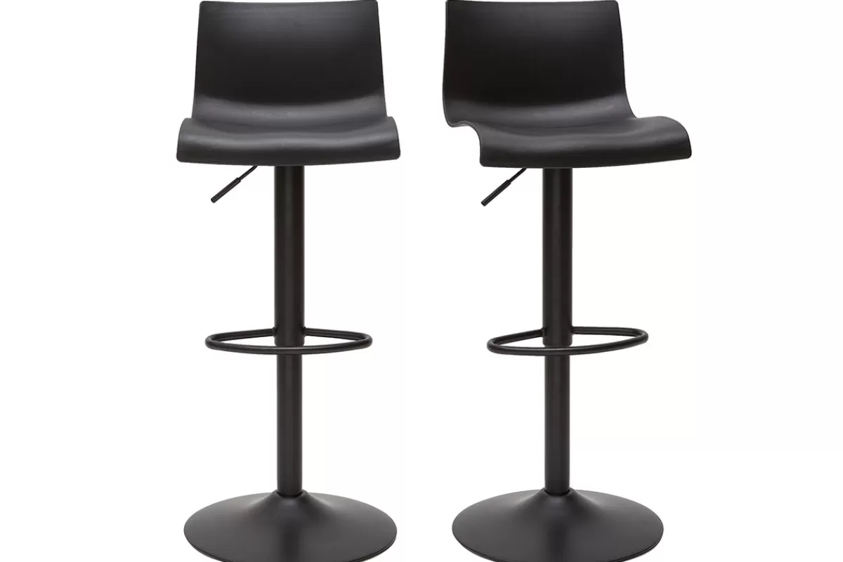 Miliboo Taburetes De Bar-Taburetes de bar regulables en metal negro (lote de 2) ONA