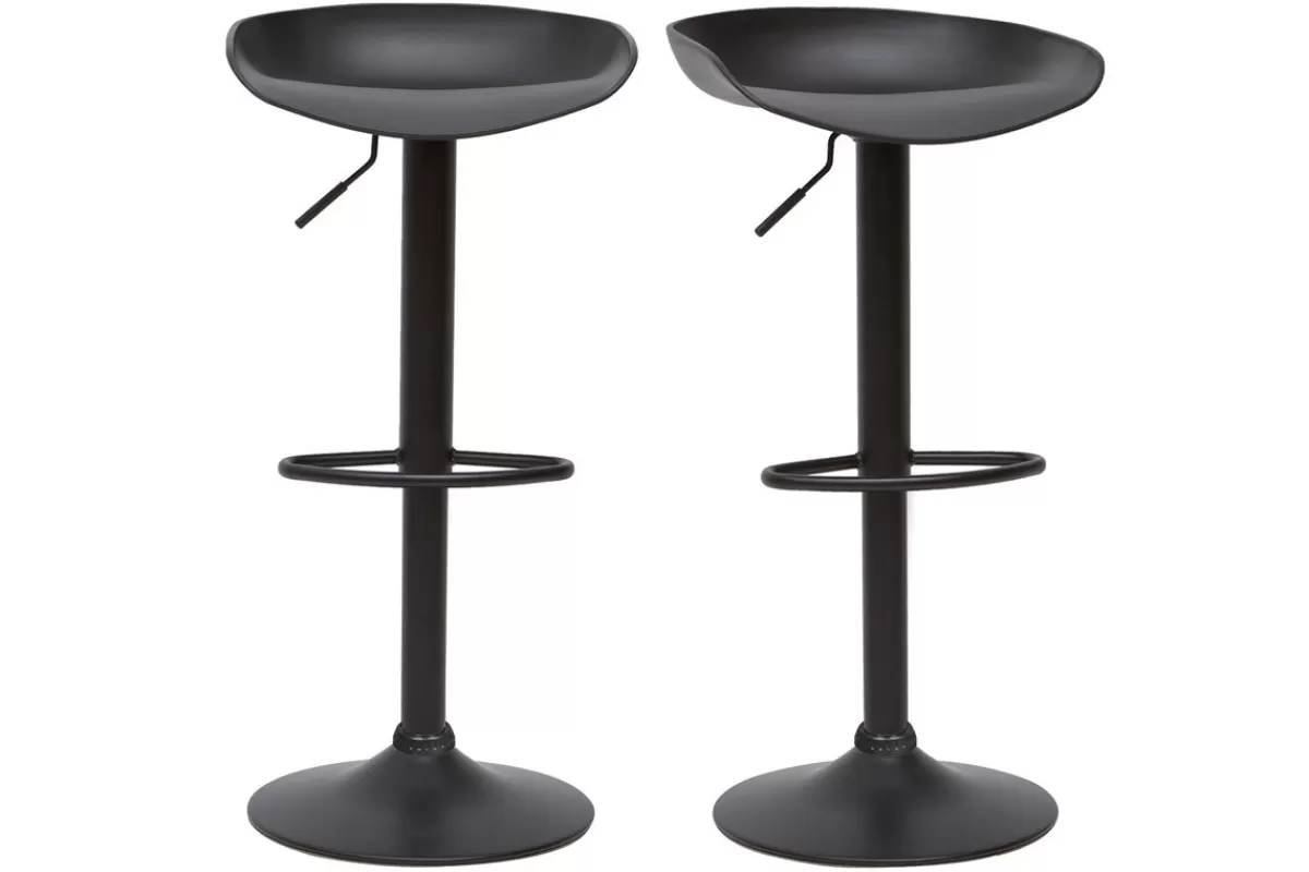 Miliboo Taburetes De Bar-Taburetes de bar regulables modernos negros A65 cm (lote de 2) PEBBLE